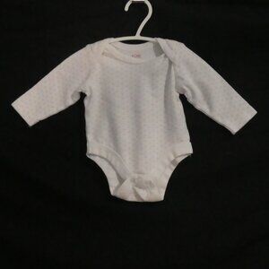 JOE FRESH - Baby | 0-3 months | Adorable White Baby Bodysuit | Pink Hearts
